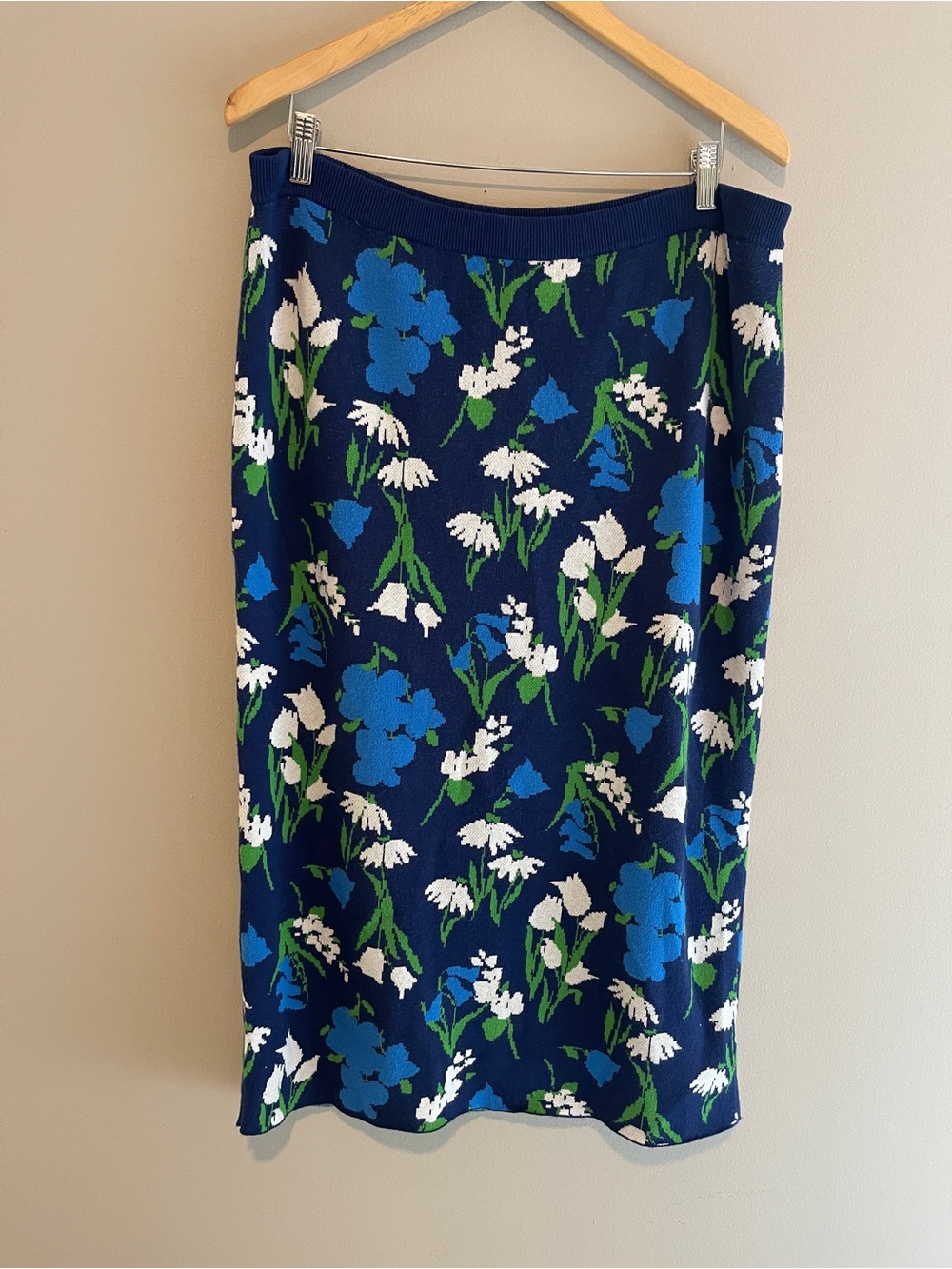 Kate Spade X Target Mixed Floral Sweater Knit Midi Skirt Blue Green Size XL